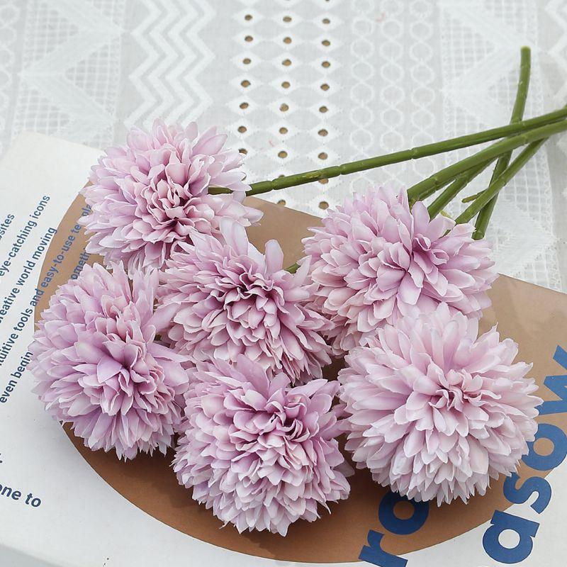 5Pcs Artificial Dandelion Flowers Fake Hydrangea Bouquet for Home Room Vase Decor Garden Party Wedding Bridal Christmas Ornament