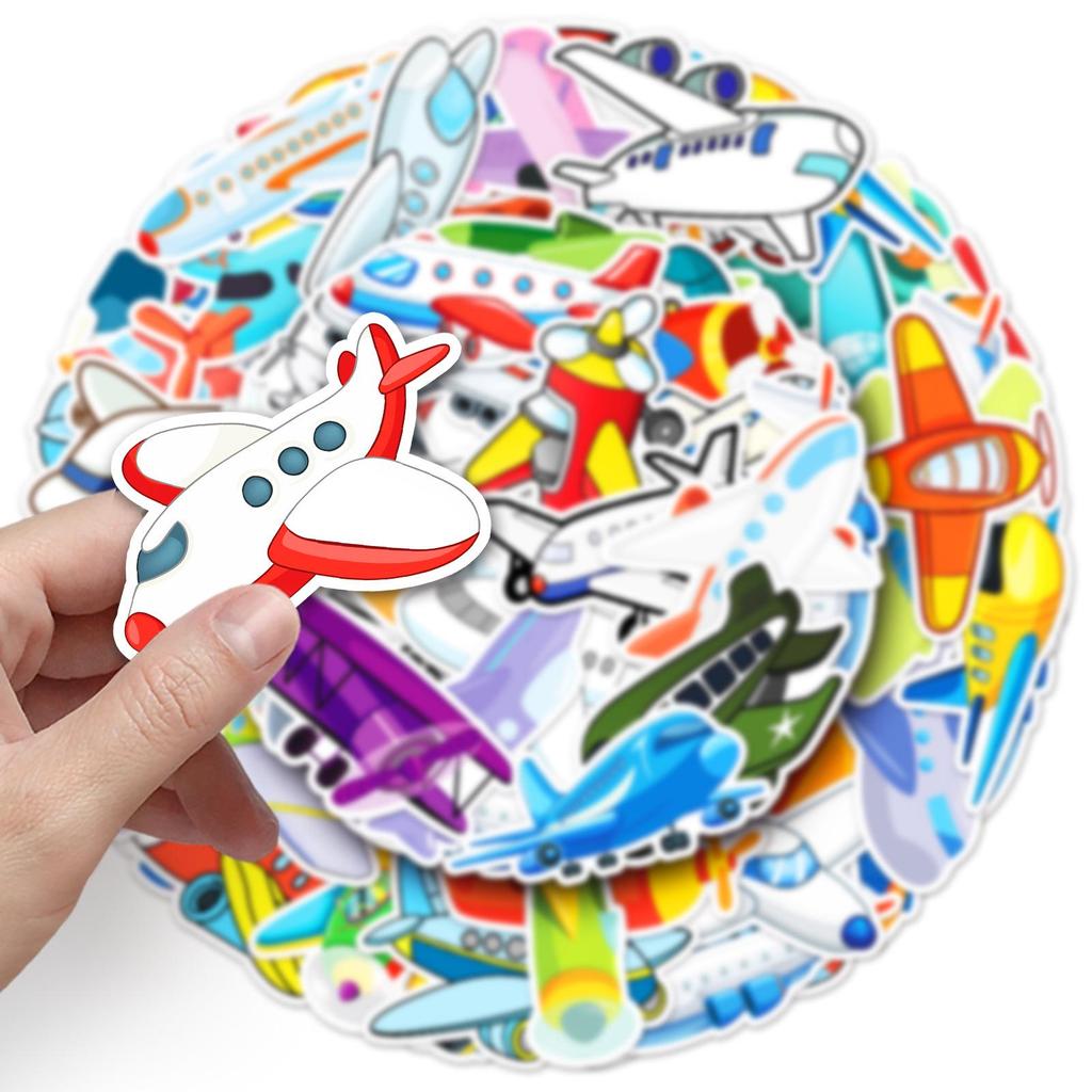 51 Cute Aircraft Vehicle Stickers: Waterproof Cartoon Decorations for Suitcases, Thermos Cups, and Journals.