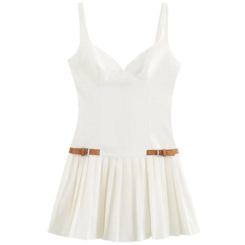 Fashion Style 2024 Summer New Arrival Women's Clothing Stylish Sling Streamers Box Pleated Dress 8342202