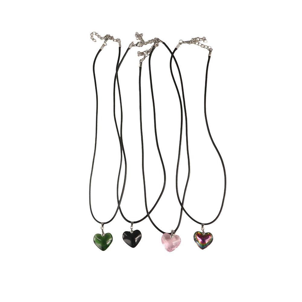 Gothic Red Heart Pendant Punk Heart Necklaces Choker Fashion Heart Crystal Necklace  Women Men