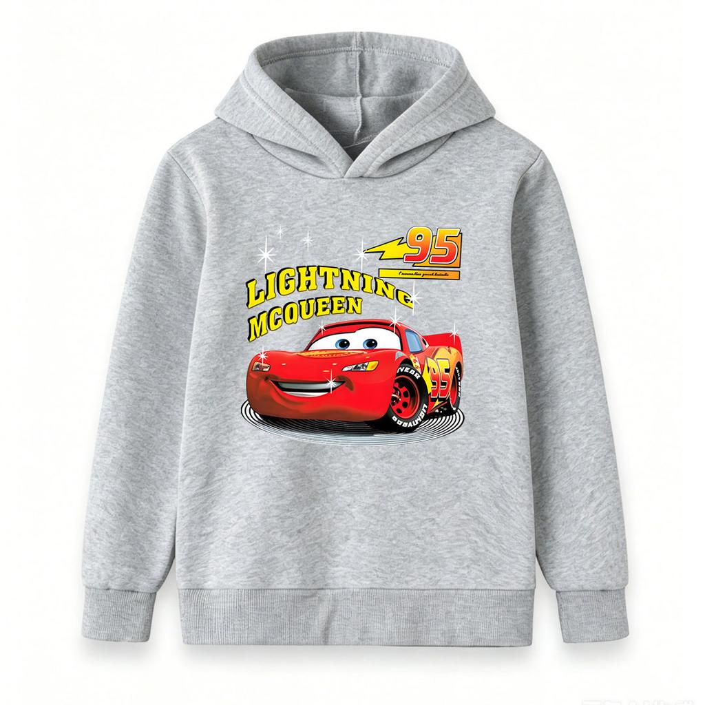Kids Boys Girls Cute Red Racing Car 95 Graphic Print Casual Pullover Hoodie Soft Long Sleeve Warm Hooded Sweatshirt For Daily Wear And Sport