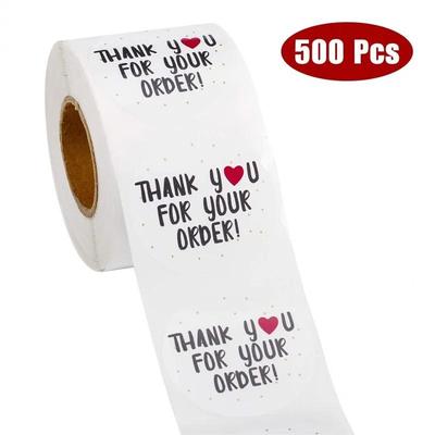 500pcs/roll Round White Thank You Stickers Envelope Seal Sticker Gift Packaging Sticker