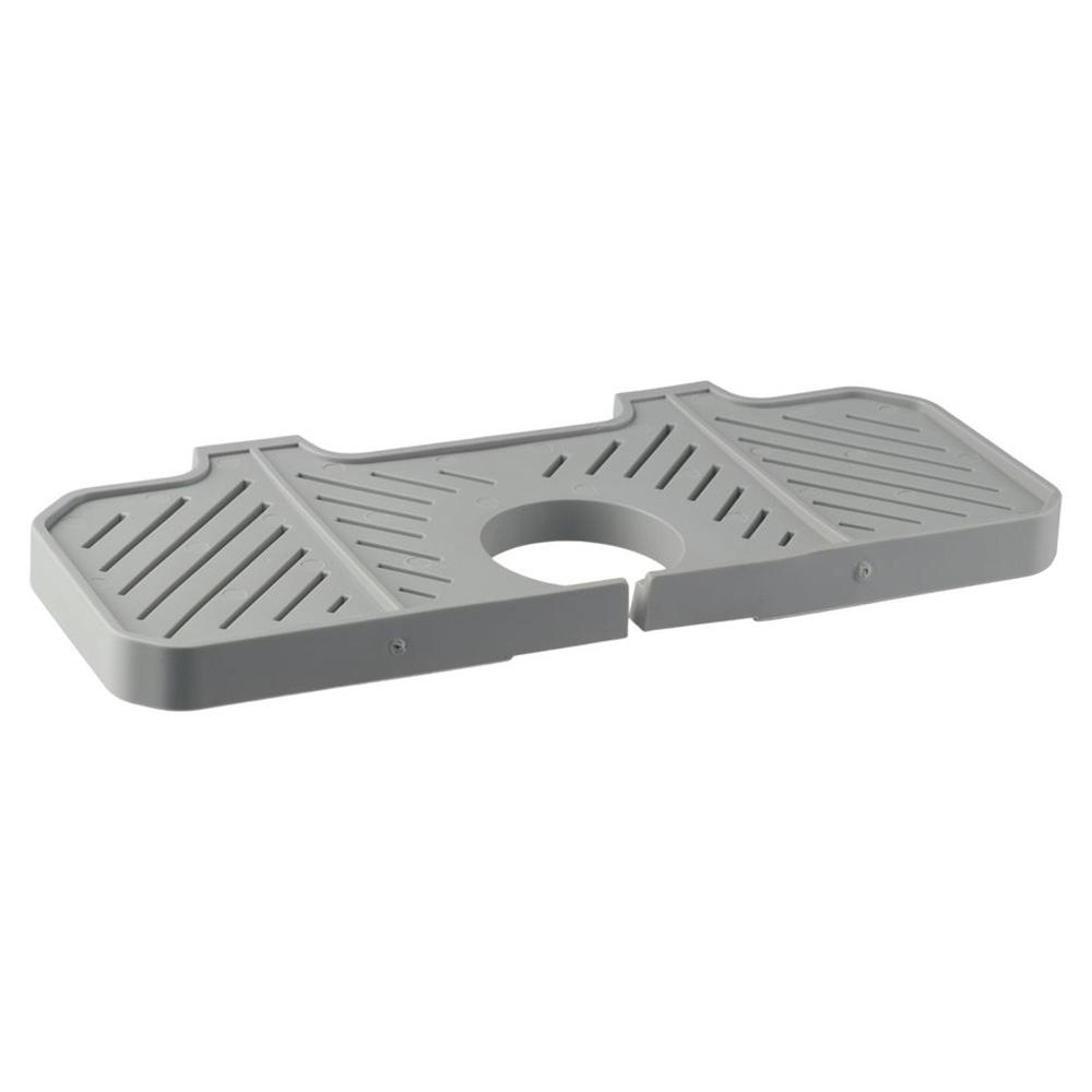 Silicone Sink Splash Guard Behind Faucet with 3 Adjustable Buckle Water Catcher Mat 10.6 inch Soft Bar Soap Holder Bathroom