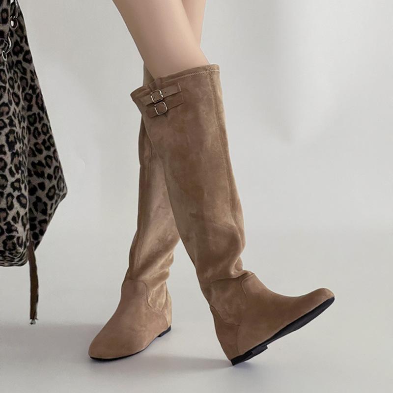 Pile Up Boots for Women In Winter Suede European and American Classic High Top Knight Boots with Thick Heels Fashion Boots