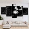 The black skull 5 Panel/piece HD Print modern art painting wall posters Canvas For home living room decoration