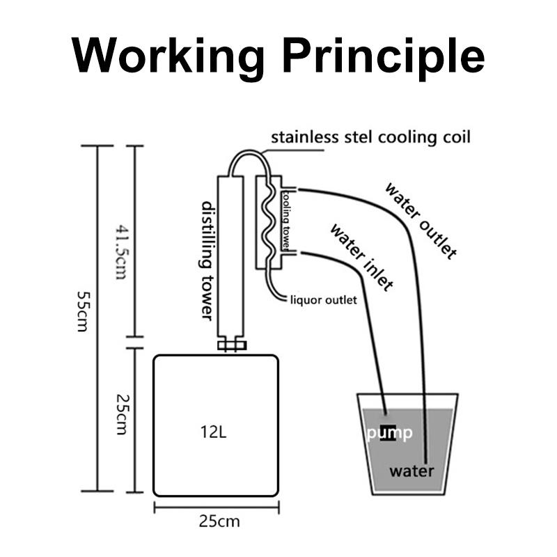 220V-240V 33/22/12L Efficient Wine Beer Alcohol Distiller Moonshine Alcohol Home DIY Brewing Kit Home Distiller Copper Distiller Equipment