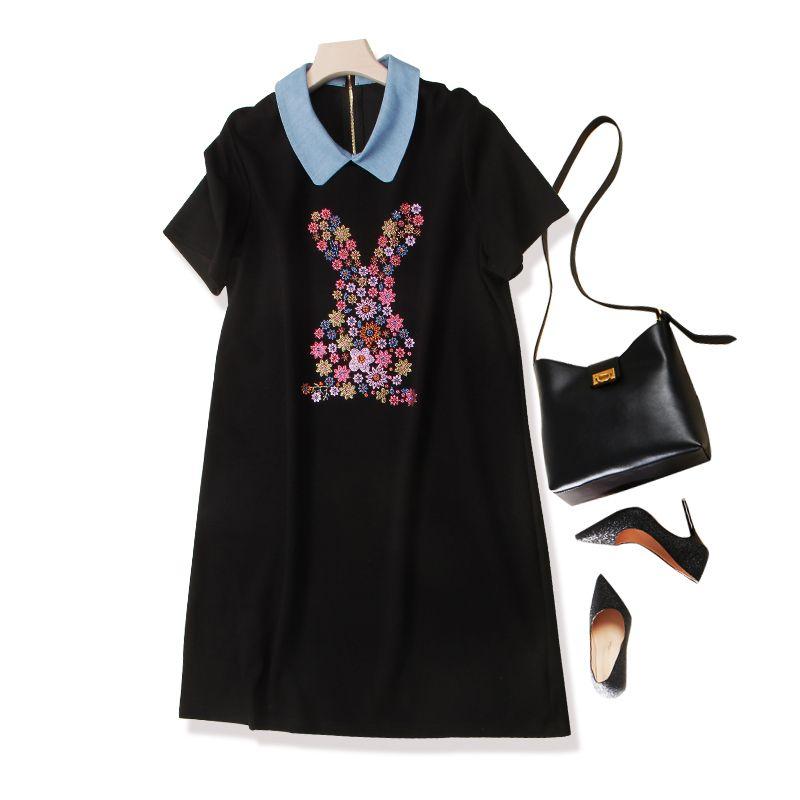 

Matrix Color Water Soluble Diamond Bear Skirt! Women s Contrast Color Lapels Ammonia Silk Cotton A- line Elegant Black Dress Summer Black L