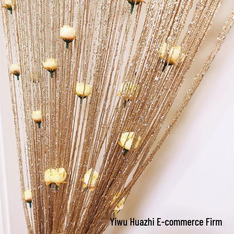 

Трансграничная розовая нитяная штора с серебряной нитью - Зашифрованная цветочная перегородка (1*2) для Дверных проемов 1m x 2m Velcro