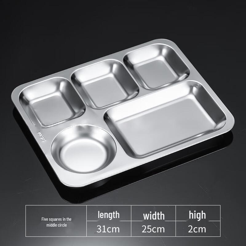 KANGMO Stainless Steel Partitioned Lunch Plate