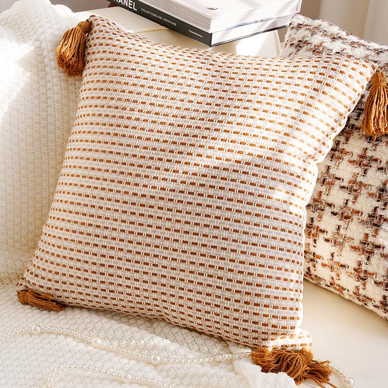Brown Vintage Sofa Throw Pillow Cover Vintage Bedroom Headboard Cushion Simple and Modern Decorative Throw Pillow Customizable