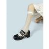 FOREADA Women Mary Janes Pumps Round Toe Thick High Heels Buckle Goth Heels Glove Shoes Ladies Fashion Shoes Spring Autumn