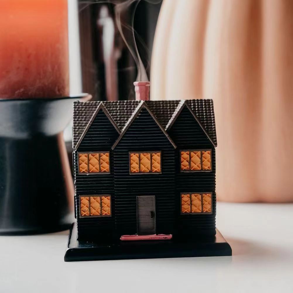 1PC Black House Incense Burner Christmas Ornaments Incense Burner Desktop Home Ornament Resin Crafts