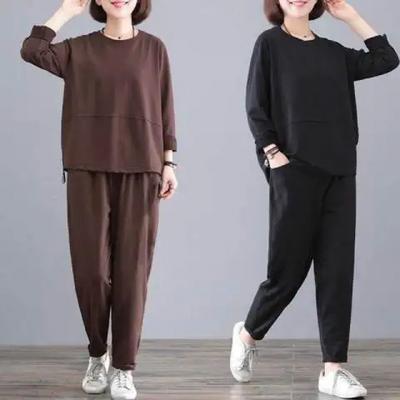Spring, Autumn and Winter Suits, Plus Size Women's Casual Suits, Women's Autumn Solid Color Sportswear, Fashionable Two-piece Suits for Women