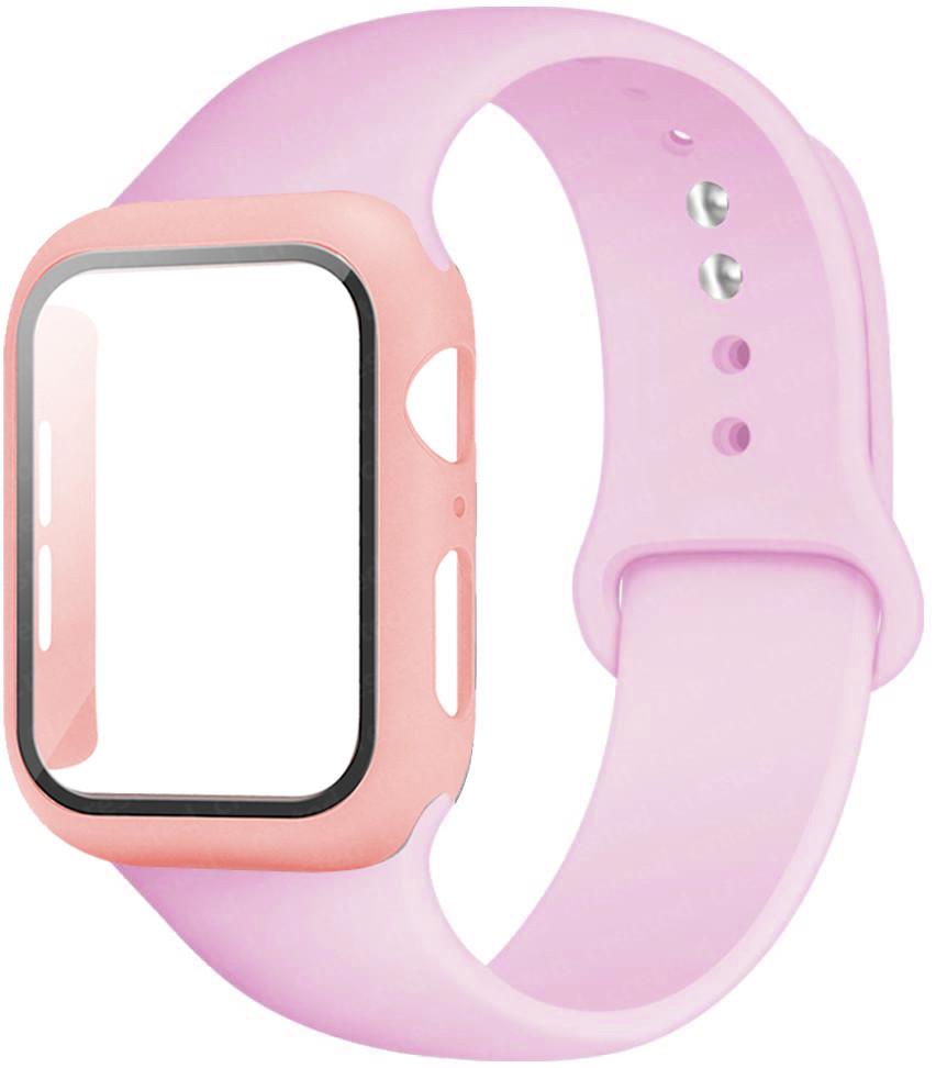 For Apple Watch Bands 46mm 44mm 41mm 40mm 45mm 42mm Silicone Correas Bracelet Iwatch Series 10 9 8 7 6 SE 3 11 Glass+Case+Strap