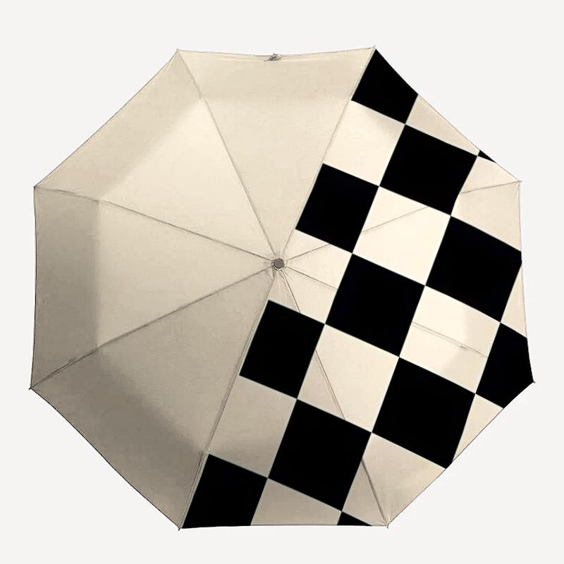 

1pc Checkerboard Pattern Automatic Open/close Umbrella, 8-Rib sturdy structure, Auto Folding/Opening, Portable Travel Umbrella for Women,244