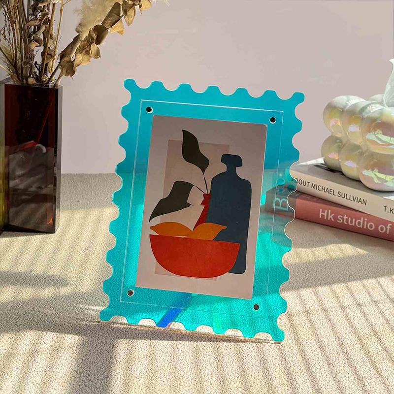 7inch Acrylic Picture Frame Colorful Postcard Display Stand with Wave Pattern Fashion Nordic Style Photo Frame Desktop Decor