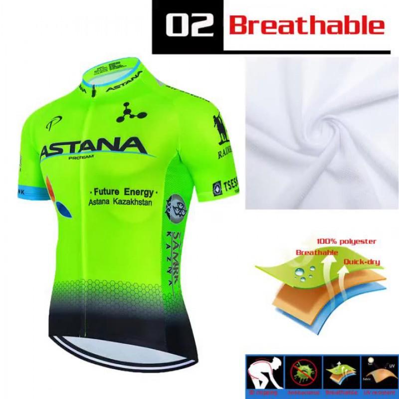 Mens Cycling Jersey Set Breathable Quick-Dry Short Sleeve Kit ASTANA Team Style Ride Wear