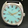 USED MENS ENICAR AUTOMATIC 167 SWISS TURQUOISE BLUE DIAL WATCH A432174-2