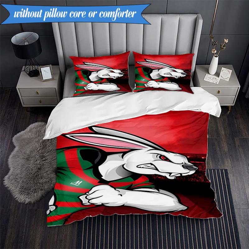 Set Lenzuola con Stampa 2D Design Logo Coniglio NRL 3 Pezzi (Include 1 Copripiumino + 2 Federe Senza Imbottitura), Decorazione camera da letto, Regalo ventilatore