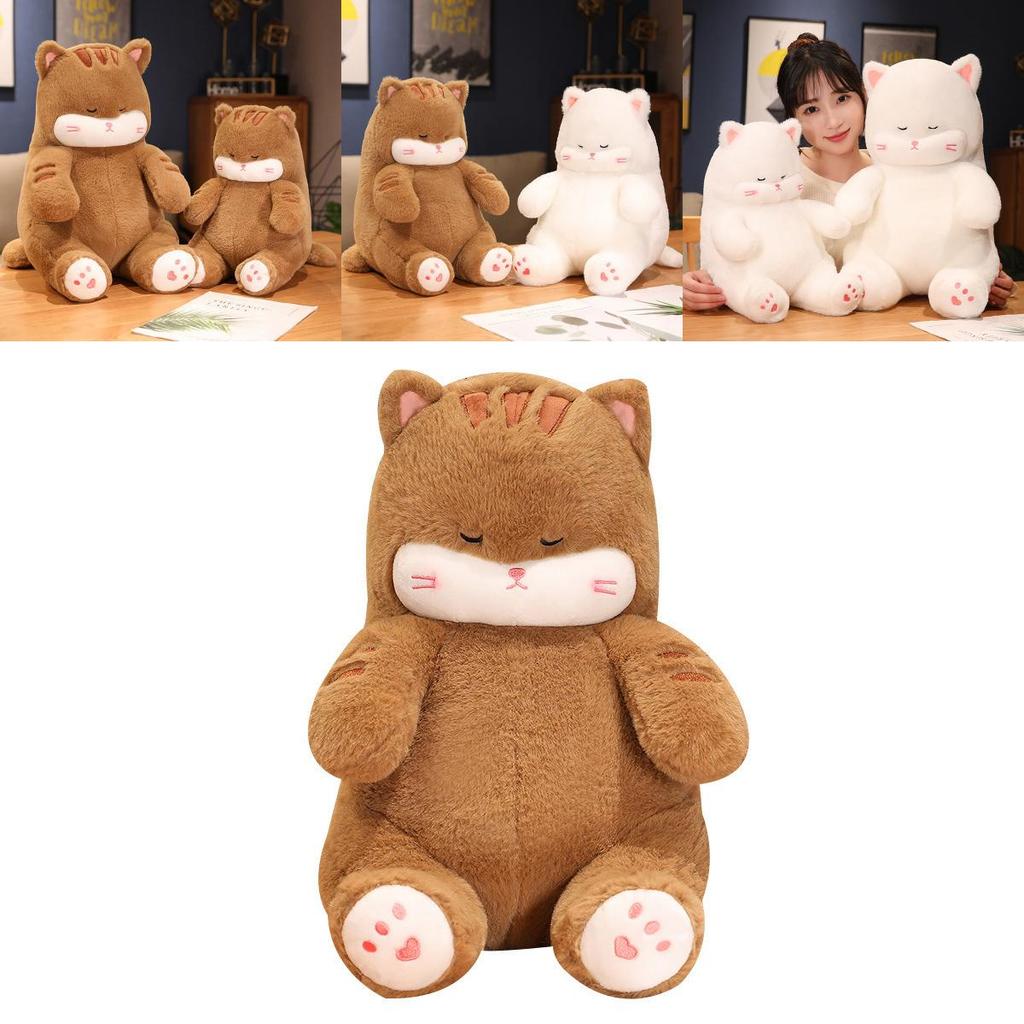 Adorable Cat Plush Pillow Doll Soft Cuddly Kitty Figure Fluffy Stuffed Toy Gift For Girls