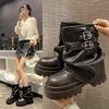 Gantai's house, this year's popular short boots for women's autumn leather black super-fire trousers, thick-soled foreign-style small short boots.
