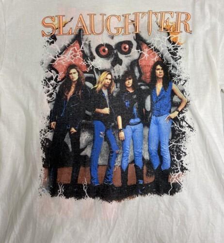 VINTAGE SLAUGHTER STICK IT TO YA TOUR CONCERT WHITE TSHIRT one SIDED TEE XXXL