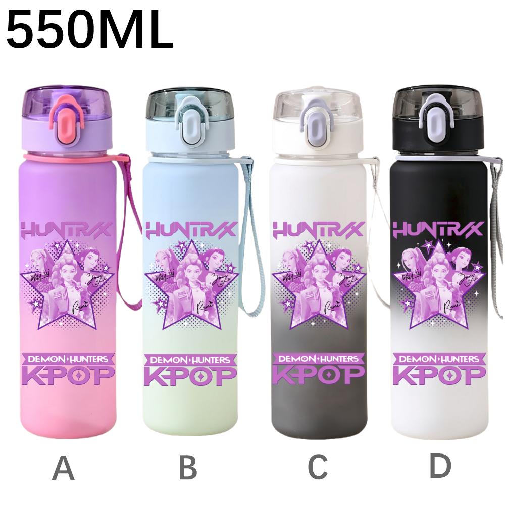 550ML KPop Demon Hunters Cartoon Print Sport Water Bottle Leak Proof Water Cup Outdoor Sports Drinking Bottle Birthday Gifts