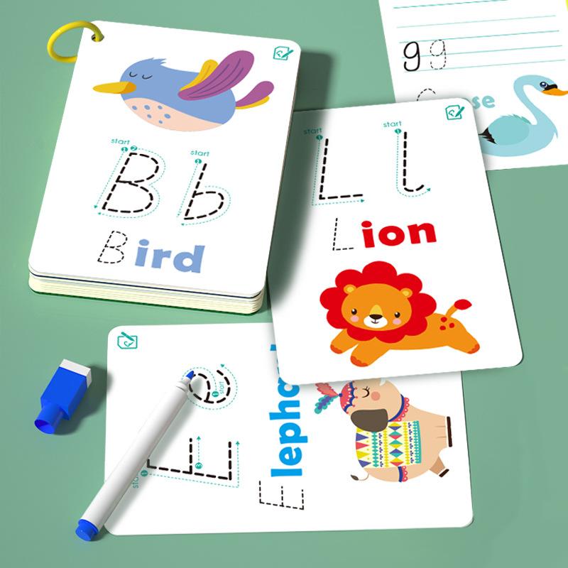 30PCS Cognitive Cards Early Childhood Education Repeatedly Erase Practice Spelling Number Letters Literacy Card Educational Toys