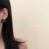 French Retro Geometric Drip Glaze Metal Stud Earrings - Fashionable and Versatile Design for Women