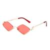 New Metal Half-frame Sunglasses, Fashionable Small Diamond-shaped Half-frame Sunglasses, Simple Literary Beach Sunglasses UV400