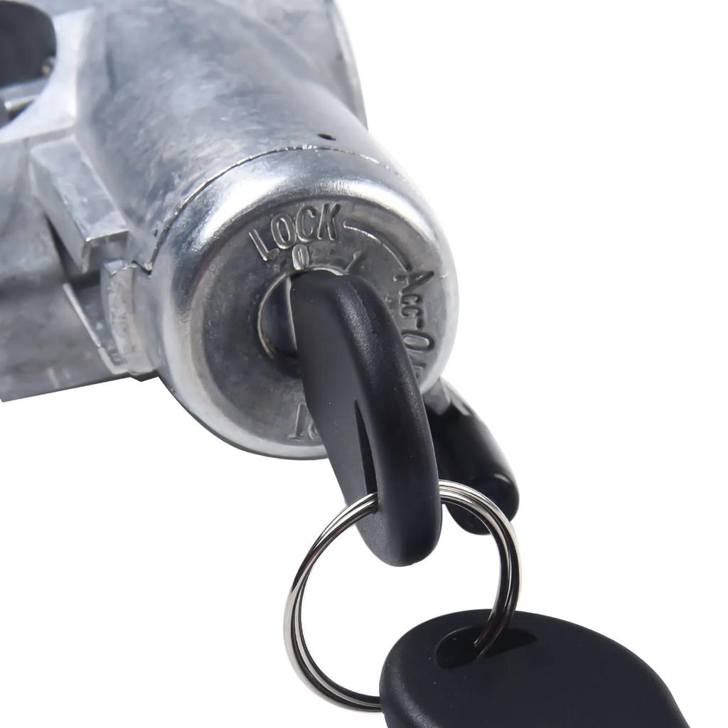 Ignition Switch w/ Lock Cylinder for Nissan D21, Pickup, Pathfinder, Direct Replacement, Improved Heat Sink Silver