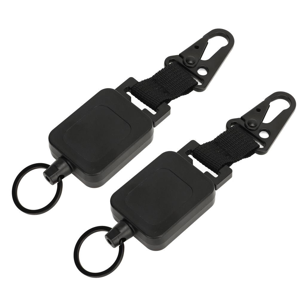 2 PCS Easy Pull Buckle Keychain Olecranon Buckle Stretchable Quick Release Buckle Key Ring for Bag Pants Black