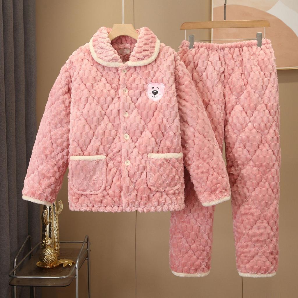 Girls' special home women's cotton thermal cotton clip flange loungewear coral winter thick velvet thickened