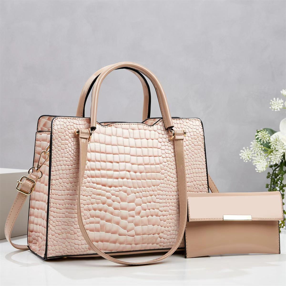 Shiny Patent Leather Croc Embossed Handbag For Ladies, All-Match Multiway Shoulder & Crossbody Daily Bag