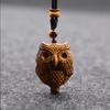 Natural Tiger Eye Owl Pendant Necklace, Wood Stone Jewelry
