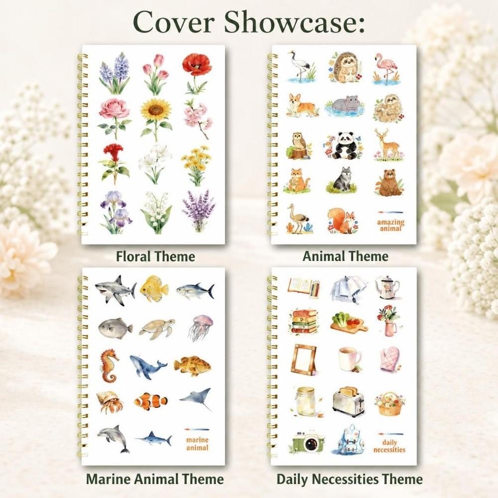 Flower Scenery Animal Watercolor Painting Book Spiral-Bound Coloring Sketchbook Painting