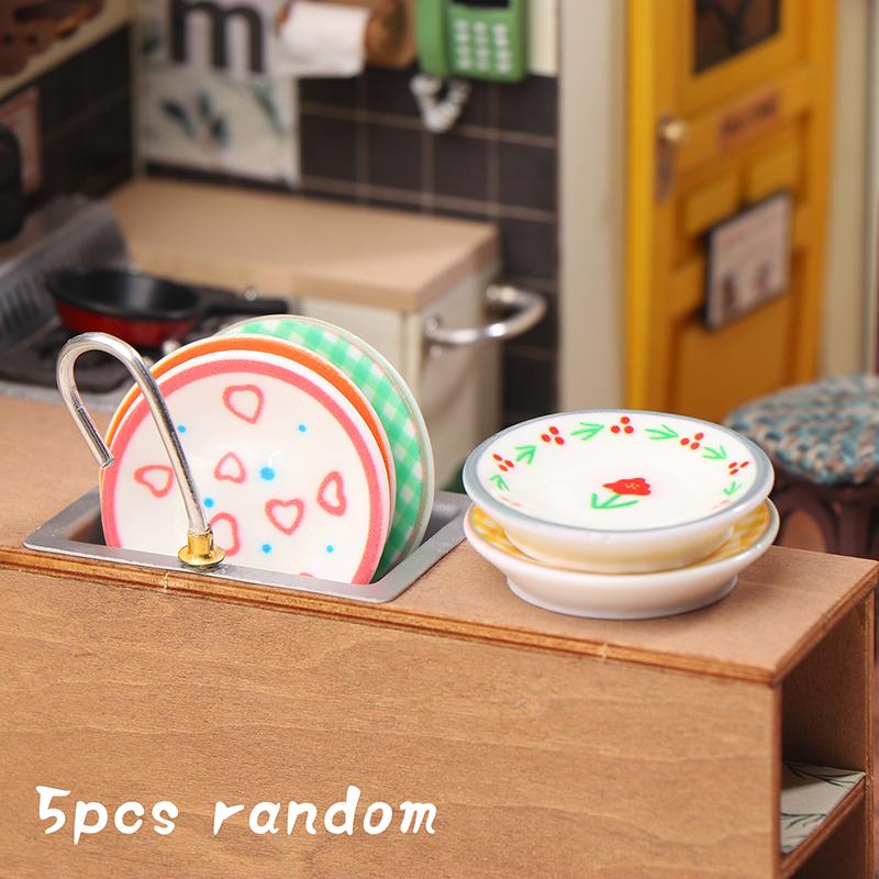 

5 шт. 1/12 кукольный домик мини тарелки посуда модель кукольный домик имитация кухонное украшение кукольный домик аксессуары ролевые игры игрушки