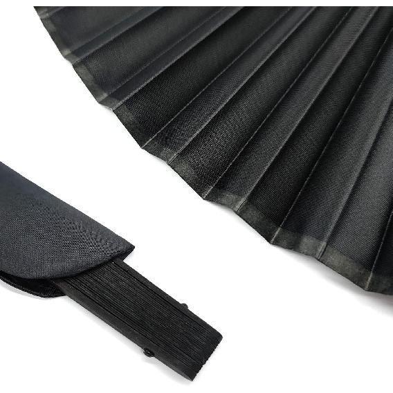 Bliingdom Black Folding Hand Classic Style Fan Fabric Bamboo Ribs Hand Held Chinese/Spanish Foldable Fan for Wedding, Party Favor, Performance,