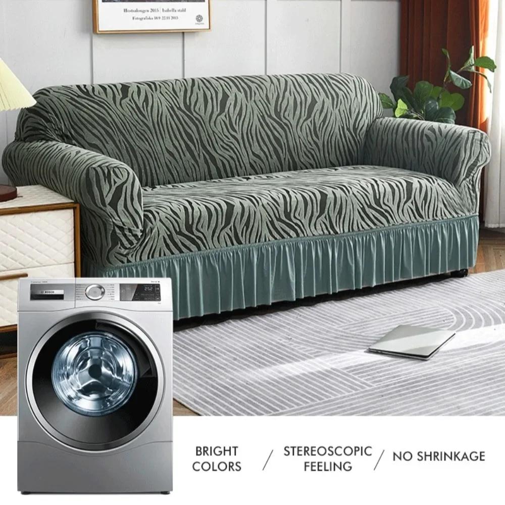 1PC Jacquard Stretch Full Cover Dustproof Sofa Cover Skirted Sofa Covers1/2/3/4Seater Couch Cover Bedroom Living Room Home Decor