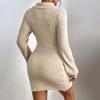 Autumn Winter Casual Slim Mini Dress Fashion Long Sleeve Elasticity Sweater Dresses Turtleneck Solid Hip-wrapped Knitted Dress