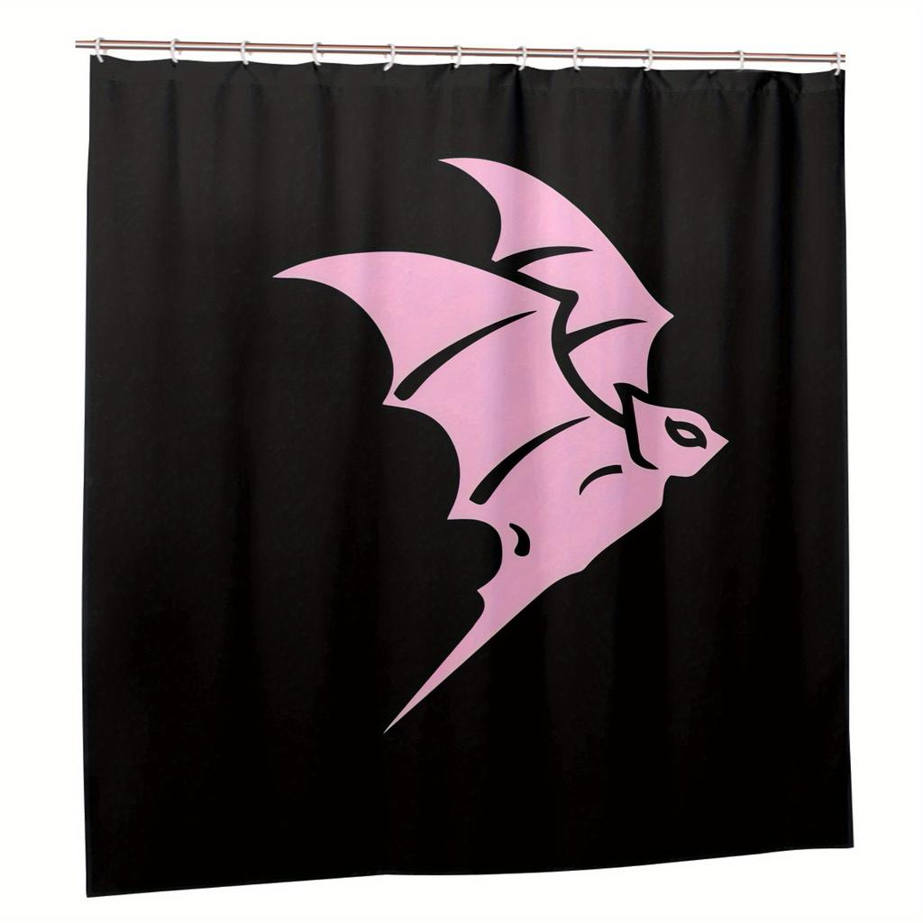 Jhayco Inspirational Fashion Shower Curtain with Bat Design - Durable Polyester, Machine Washable, Grommet Hooks, Dry & Wet Sepa