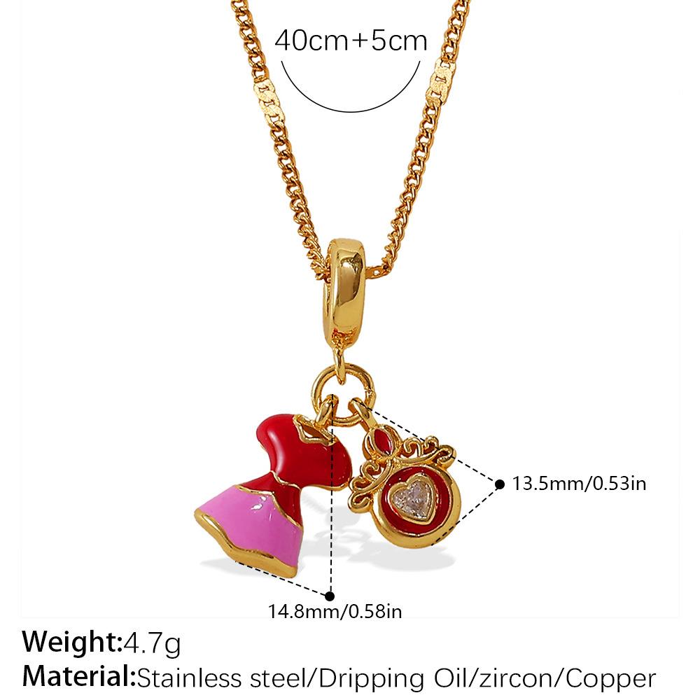 Retro Style Cartoon DIY High Heels Pendant Necklace Stainless Steel Gold-plated Premium Versatile Jewelry Women