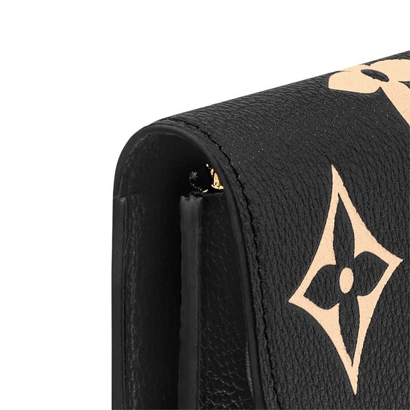 Louis Vuitton Emilie Embossed Grain Cow Leather Wallet Women's Black M82340