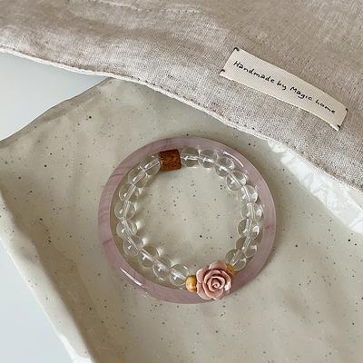 New Chinese Rose Crystal Bracelet Two-Piece Set Women'S Exquisite Cool Sense Personality Trend Versatile Bracelet Bracelet Jewelry