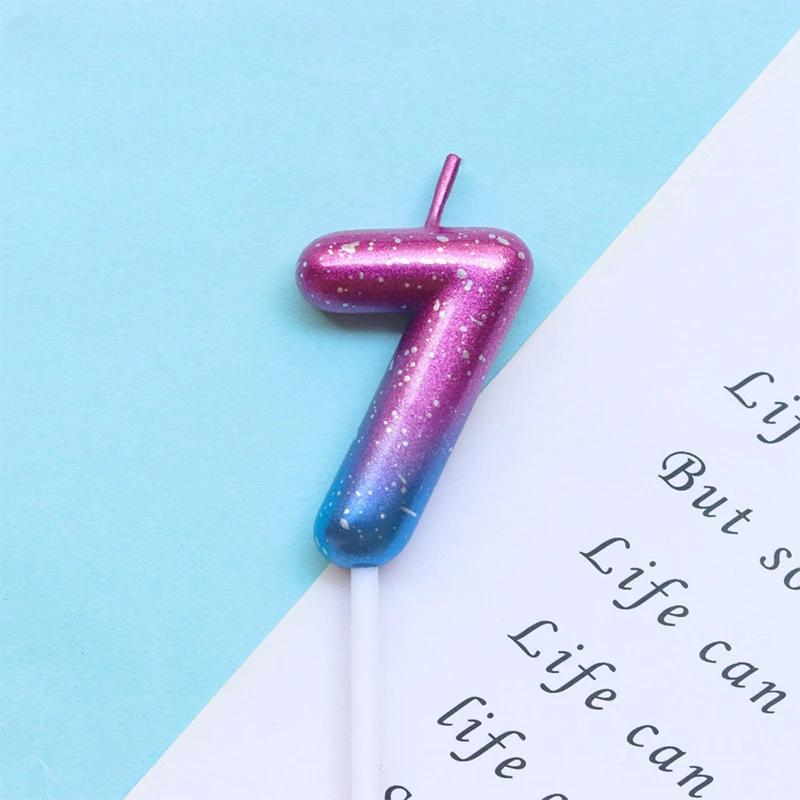 Happy Birthday Cake Decorated Interstellar Digital Colorful Candle Children's Delicate Candy Color 0-9 Number Candle Party Decor