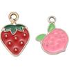 FASHEWELRY 40Pcs Alloy Fruit Theme Enamel Charms 10 Styles Cute Orange Peach Blueberry Strawberry Dangle Pendants Light Gold Plated for Jewelry