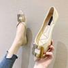 Ins Single Shoes Girl 2025 Spring New Korean Version Fairy Style Metal Buckle Pointed Tip Laden Shoes Soft Sole Foot Doudou Shoes