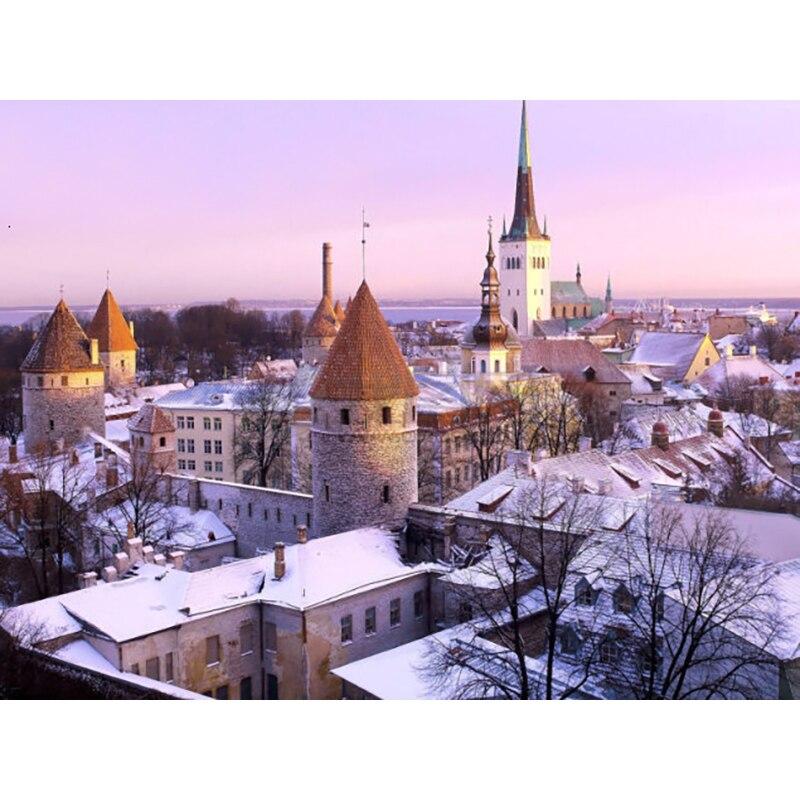 Neue 5D DIY Schloss Diamant Malerei Schnee Szene Diamant Stickerei Landschaft Kreuz Stich Volle Runde Bohrer Wohnkultur Geschenk