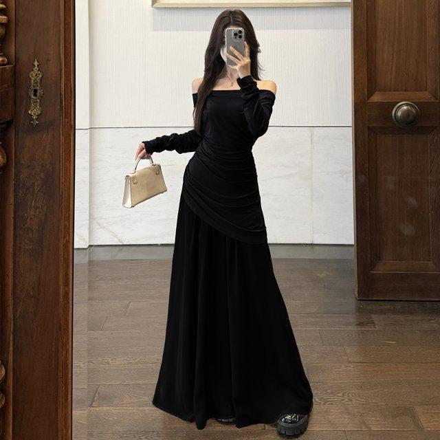 Elegantes Patchwork-Netz-Strickkleid in Übergröße für Damen - Frühling/Herbst