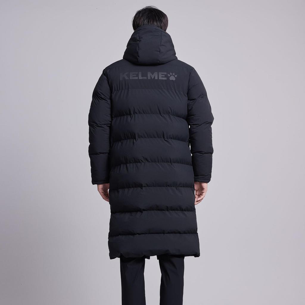 Kelme Men's Long Padded Hooded Coat for Outdoor Training, Fall/Winter (Black, L)